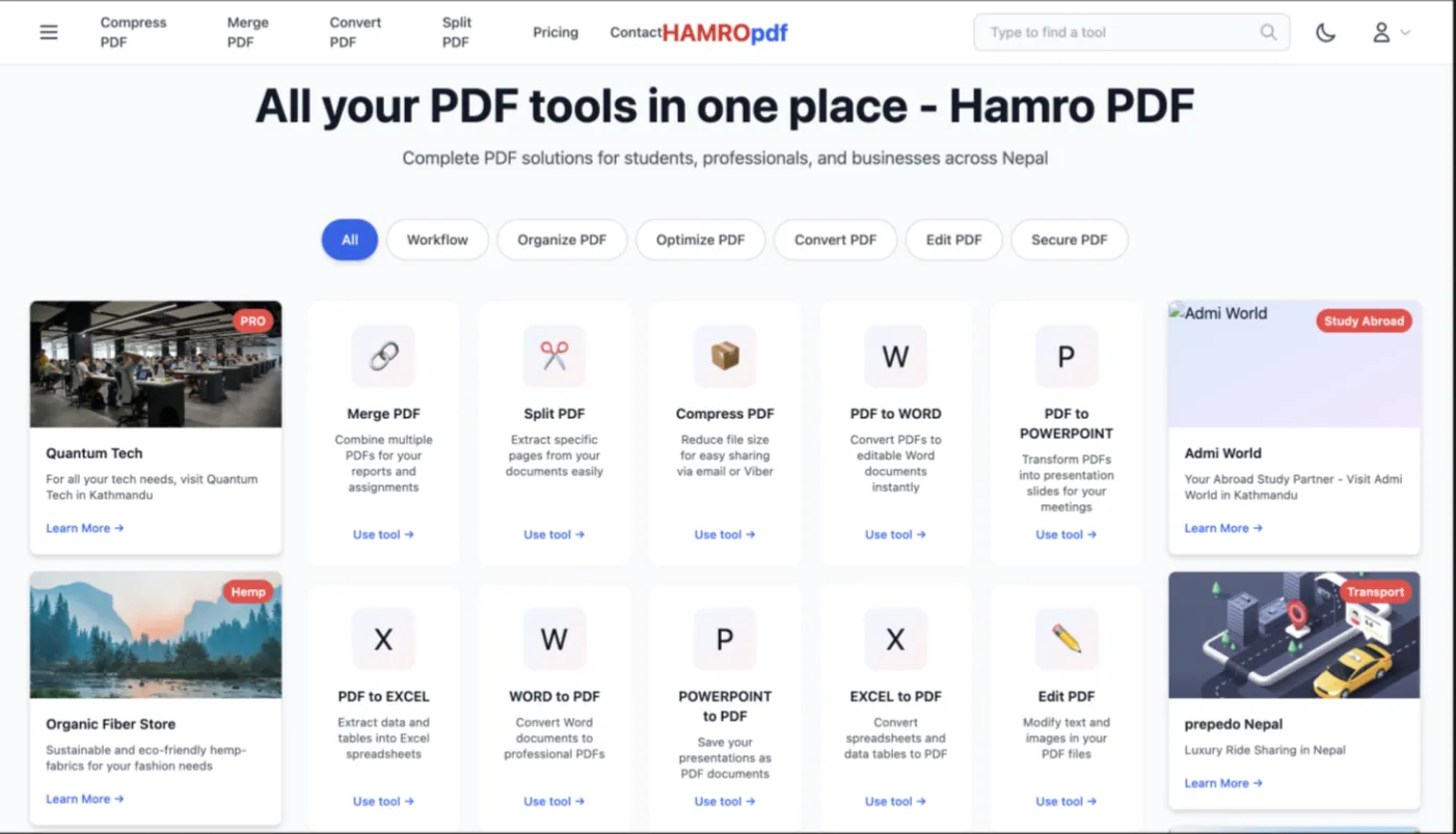 Screenshot of project Hamro Pdf - a Web application developed by Suraj Khadka